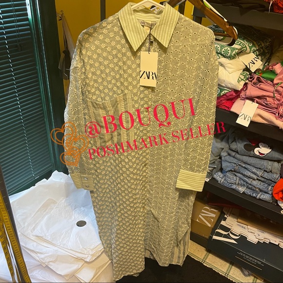 BLOGGER FAV ZARA PATCHWORK EMBROIDERED SHIRT DRESS - Picture 2 of 9